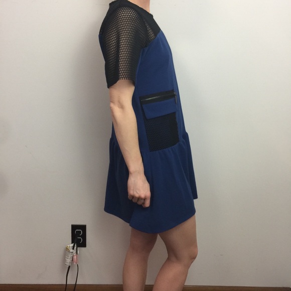 M Milano Blue Black Mesh Shift Mini Dress - Picture 2 of 8